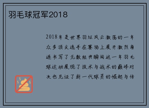 羽毛球冠军2018